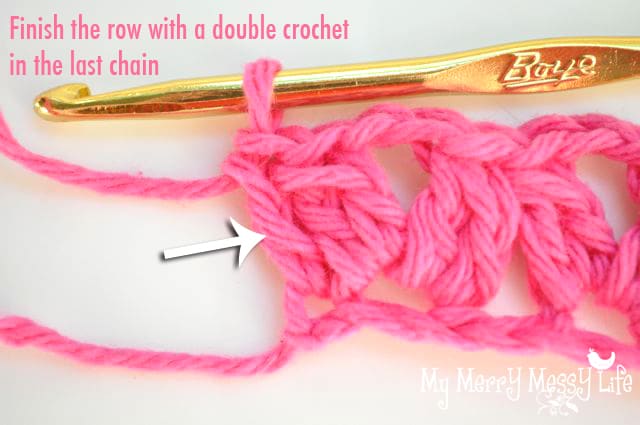 My Merry Messy Life: Crochet Cluster V-Stitch Photo Tutorial - Step 8 part 2 Crochet Cluster V-Stitch Photo Tutorial - Step 8 part 2