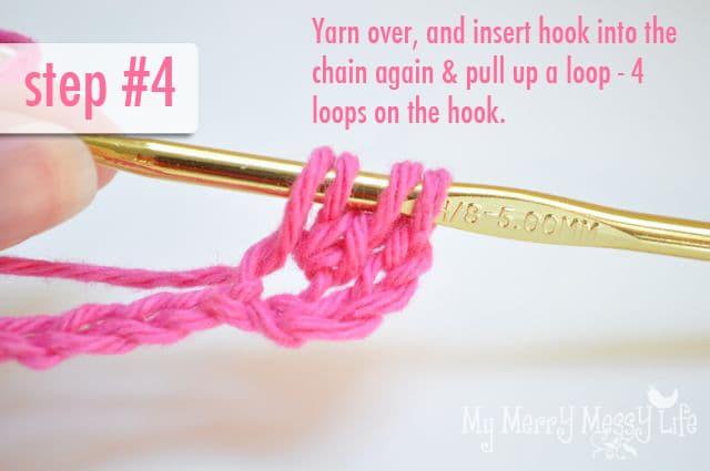 My Merry Messy Life: Crochet Cluster V-Stitch Photo Tutorial - Step 4 Crochet Cluster V-Stitch Photo Tutorial - Step 4
