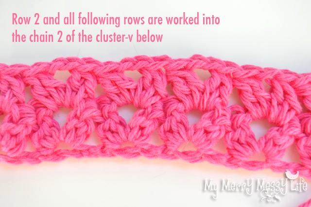 My Merry Messy Life: Crochet Cluster V-Stitch Photo Tutorial - Step 10 part 2 Crochet Cluster V-Stitch Photo Tutorial - Step 10 part 2